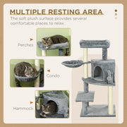 100cm Cat Tree Tower With Sisal Scratching Post Ideal for Climbing and Play Grey