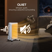 1.5kW Seven Fin Oil Filled Radiator Portable Electric Heater, White by HOMCOM