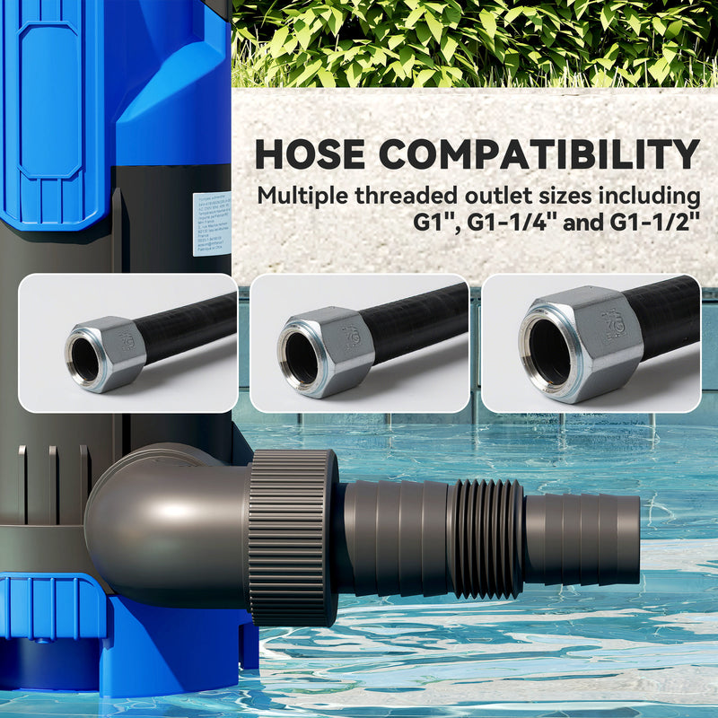 750W Submersible Water Pump for Dirty or Clean Water with Float Switch, Lightweight Black AOSOM