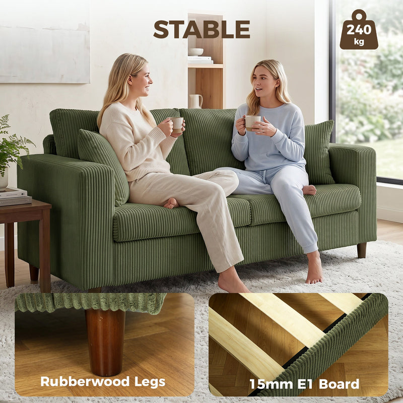 2 Seater Extra Wide Loveseat Sofa With Deep Corduroy Seat For Spacious Relaxing