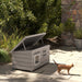 Grey Wooden Outdoor Cat House Raised Shelter with Openable Roof and Window by PawHut