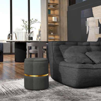 Velvet Feel Storage Ottoman Bench With Hidden Compartment For Bedroom Or Living Room, Grey