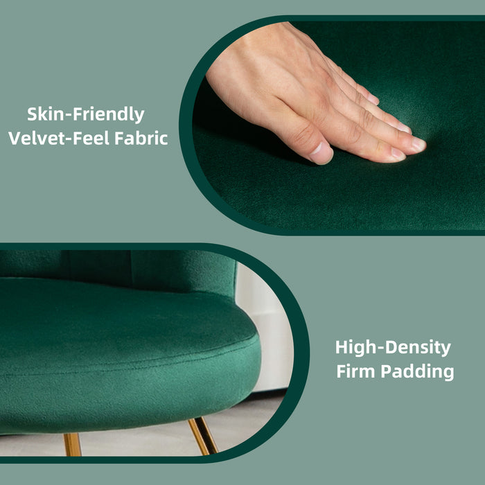 Green Velvet Lotus Petal Accent Chair With Gold Legs by HOMCOM