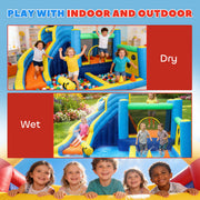 Children’s Inflatable Bouncy Castle With Slide and Water Play for Garden or Indoors Multicolour AOSOM