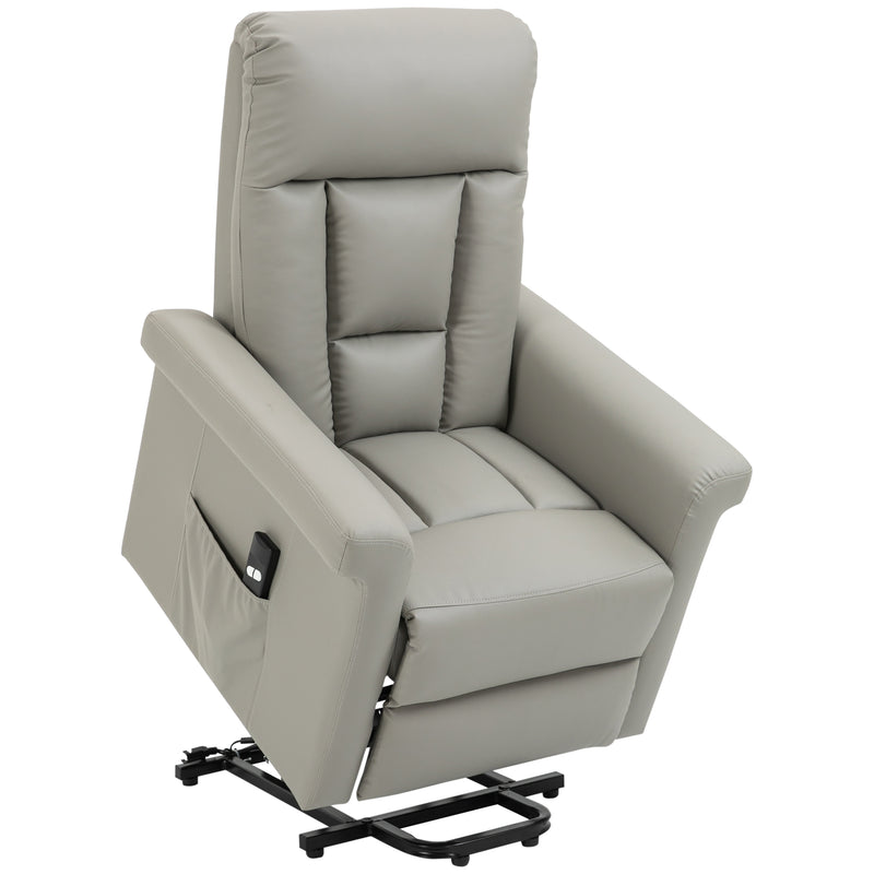Electric Recliner Armchair with Remote and Footrest for Elderly Comfort and Support Grey