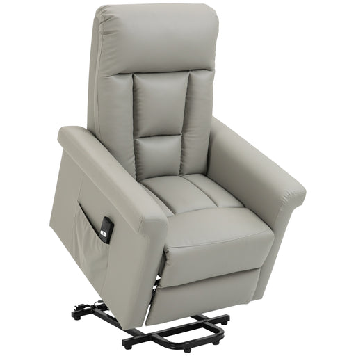 Electric Recliner Armchair with Remote and Footrest for Elderly Comfort and Support Grey
