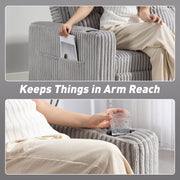 2 Seater Click Clack Sofa Bed With Pull Out Design For Guests Corduroy Upholstery Light Grey