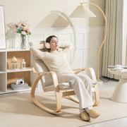 Cream White Upholstered Rocking Chair with High Back and Headrest for Living Room by HOMCOM