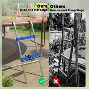 Trampoline Ladder with Wide Non Slip Steps for Safe Garden Access Blue AOSOM