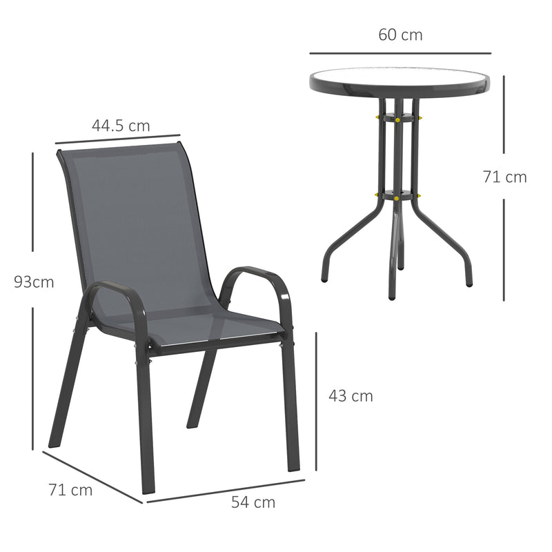 Three Piece Grey Outdoor Garden Furniture Set for Patio and Decking by Outsunny