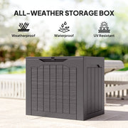Outdoor Garden Storage Box with Lid  Water Resistant Lockable Plastic Deck Box Storage Container for Cushions, Wellies, Logs, Coal & Garden Tools (93L)