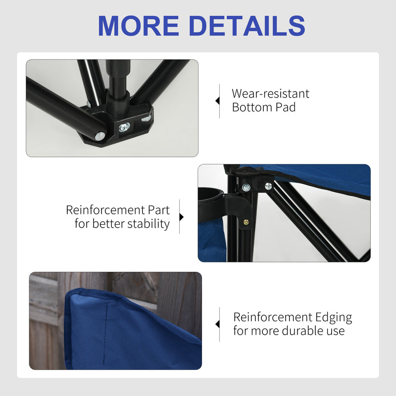 Folding 6 Seater Bench for Easy Group Seating with Cup Holders and Carry Bag Blue