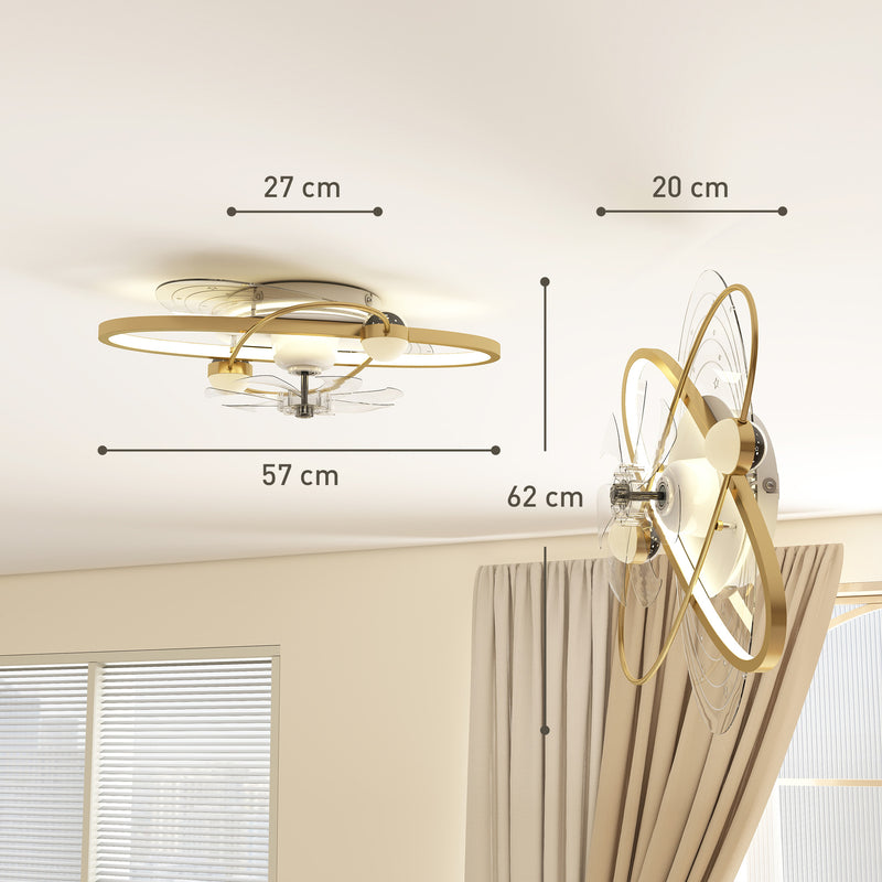 Ceiling Fan with Light and Starry Sky Effect for Year Round Comfort and Easy Control White AOSOM