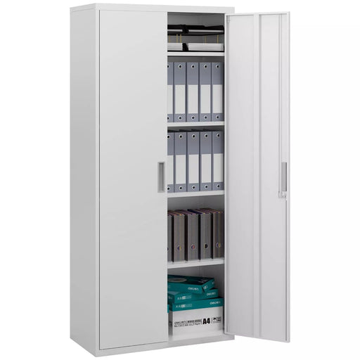 Image of a Lockable Metal Storage Cabinet With 2 Doors and Five Shelves.