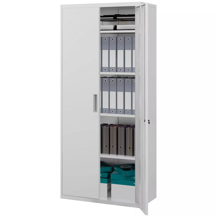 Image of a Lockable Metal Storage Cabinet With 2 Doors and Five Shelves.