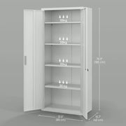 Image of a Lockable Metal Storage Cabinet With 2 Doors and Five Shelves.