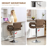 Height Adjustable Swivel Bar Stool with Backrest Armrests and Footrest for Kitchen Coffee