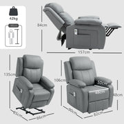Electric Riser Recliner Chair Grey - dimensions diagram