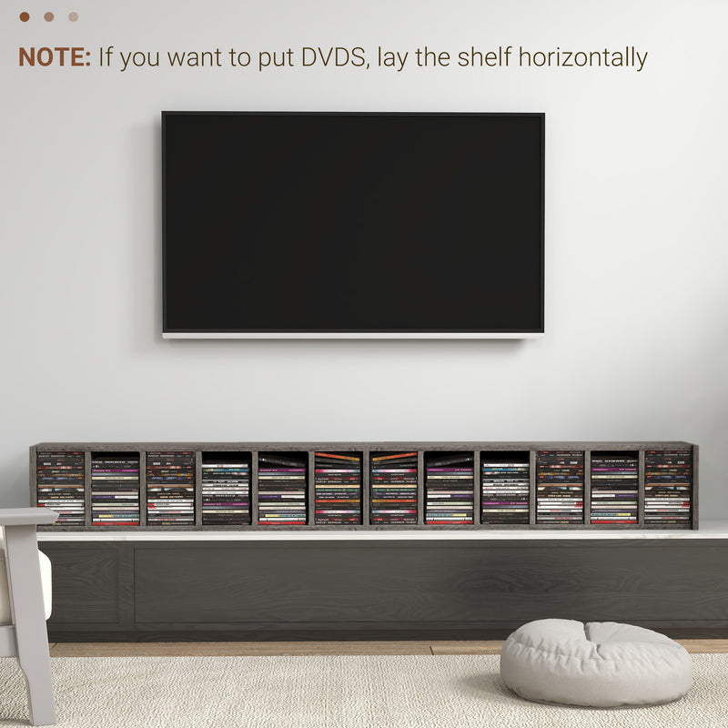 Set of 2 Tall CD Storage Shelves Ideal for Media Organisation Dark Wood Effect