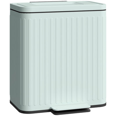 40L Double Compartment Indoor Recycling Bin with Soft Close Lid and Pedal in Green