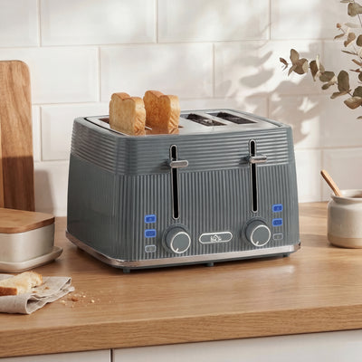 4 Slice Toaster with Dual Controls for Easy Family Breakfasts Grey AOSOM