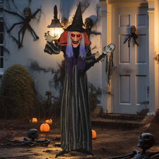 160cm Animatronic Witch Halloween Decoration With Moving Arms For Indoor Or Outdoor Use Multi
