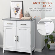 Freestanding Bathroom Storage Cabinet with Adjustable Shelf and Drawers White