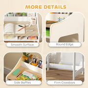 Kids Desk and Chair Set with Storage for Homework and Crafts Ages 3–8 Natural and White AOSOM