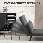 Dark Grey 4-in-1 Velvet Feel Double Sofa Bed with Pillows by HOMCOM