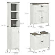 Antique White Bathroom Furniture Set with Adjustable Shelves and Storage Cabinets by Kleankin