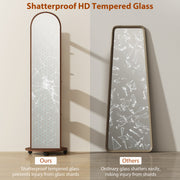 Full Length Mirror with Shelves and Hooks for Bedroom Storage on Wheels Brown Wood Effect Homcom