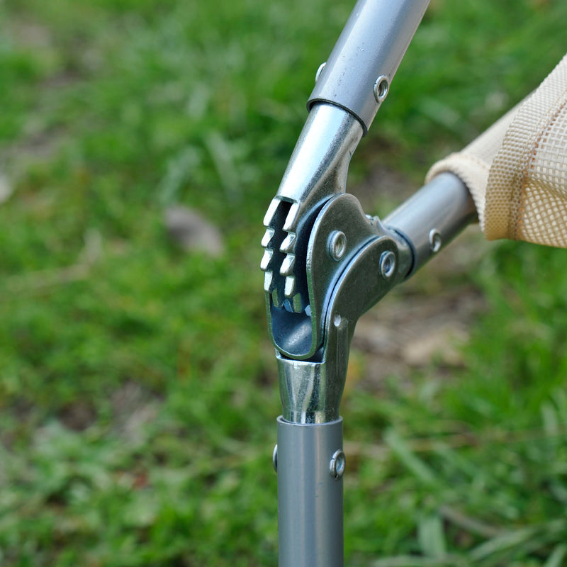 Beige Foldable Garden Sun Lounger with Adjustable Backrest and Headrest for Outdoor Relaxing