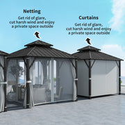 3 x 3m Hardtop Gazebo with Double Metal Roof and Waterproof Canopy by Outsunny