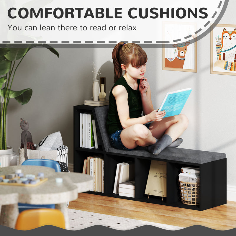 HOMCOM 2 Tier Modern Bookcase Bookshelf with Removable Cushions for Living Room AOSOM