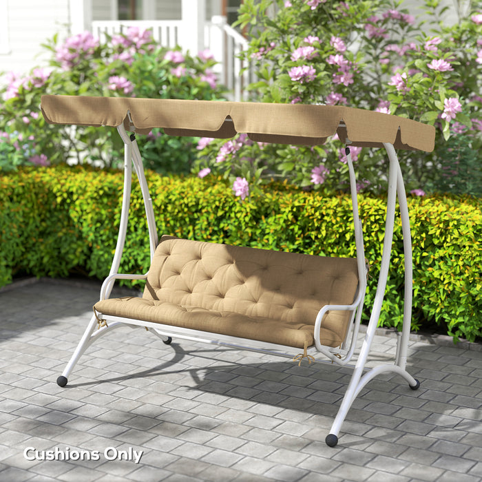 Khaki Three Seater Bench Cushion Weather Resistant Outdoor Pad by Outsunny