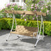 Khaki Three Seater Bench Cushion Weather Resistant Outdoor Pad by Outsunny