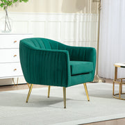 Velvet Shell Back Accent Chair With Padded Seat For Living Room Or Bedroom Green