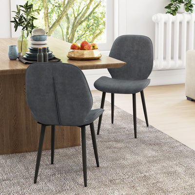 Set of 2 Velvet Dining Chairs with Sturdy Metal Legs for Dining or Living Room Grey