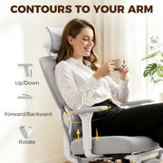 Ergonomic Office Chair with Adjustable Support and Mesh Back for Home Working Grey Homcom