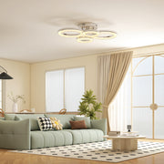 Modern LED Ceiling Light with 4 Ring Design and Adjustable Colour for Living Room Silver Tone AOSOM