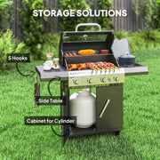 Black 4+1 Burner Gas BBQ Grill with Clear View Lid and Side Table for Outdoor Cooking by Outsunny