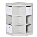 Grey Kids Toy Storage Unit With Bookshelf And Fabric Drawers For Bedroom Or Playroom