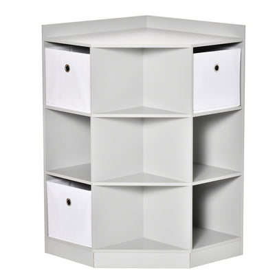 Grey Kids Toy Storage Unit With Bookshelf And Fabric Drawers For Bedroom Or Playroom