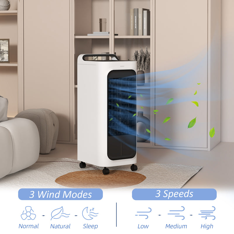 Portable Three Speed Air Conditioner with Remote Control and Ice Pack for Home Use, White