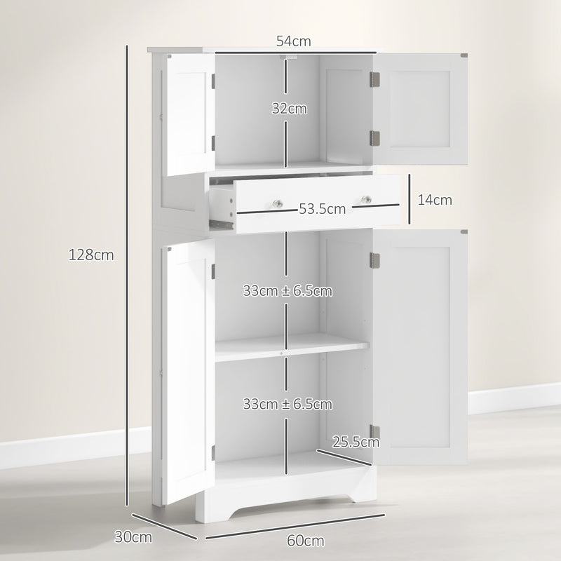 Freestanding Kitchen Storage Cabinet with Shelves and Drawers for Organisation White