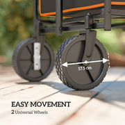 160L Folding Festival Trolley Cart with Tailgate and Carry Bag Black and Orange by Outsunny