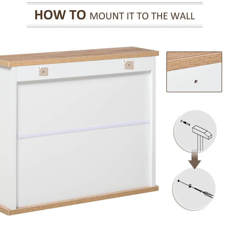 White Bathroom Furniture Set with Mirror Cabinet and Sink Storage by kleankin
