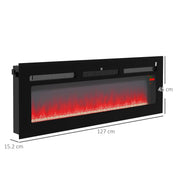 Wall Mounted Electric Fireplace 127cm with Remote Control and 9 Flame Colours Black