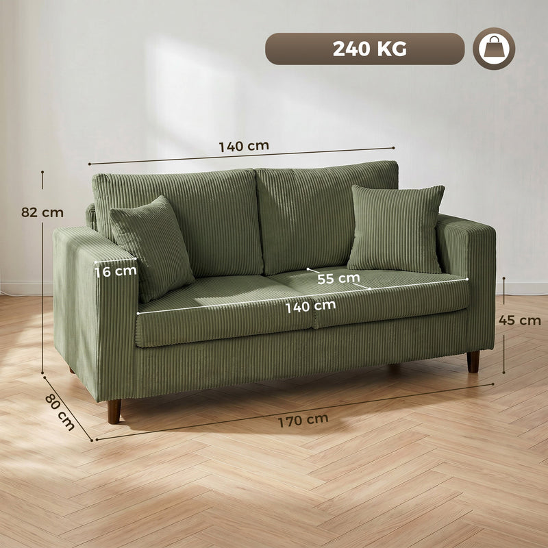 2 Seater Extra Wide Loveseat Sofa With Deep Corduroy Seat For Spacious Relaxing