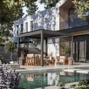 Luxe 3x3m louvred roof pergola with solar lighting and voice control